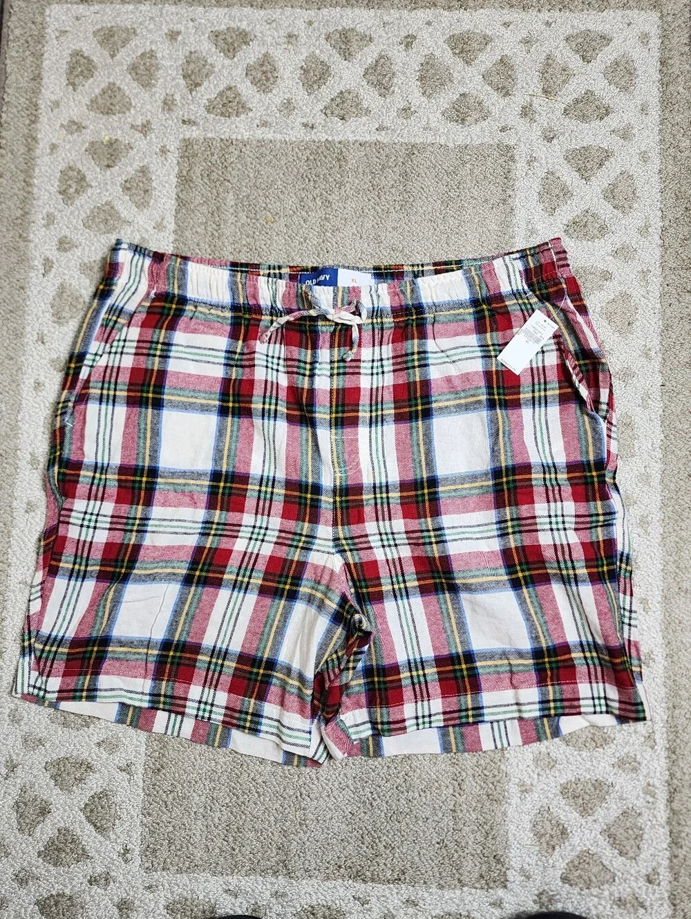 NWT Old Navy Men's Plaid Flannel Pajama Lounge Sleep Shorts XL 100% Cotton